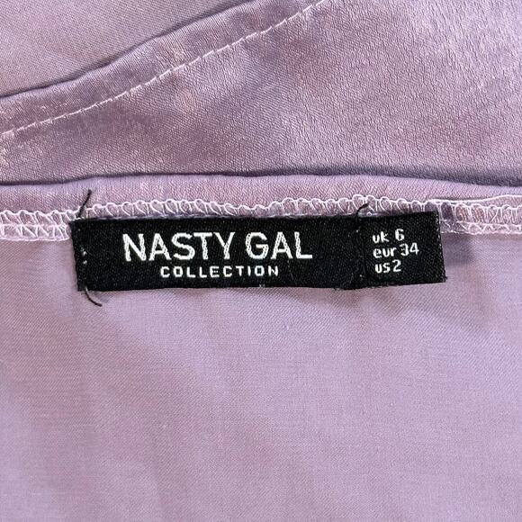 Nasty Gal Camisole Tank Top Cowl Neck Cropped Size 2 Purple Y2K Adjustable Strap - Picture 6 of 7